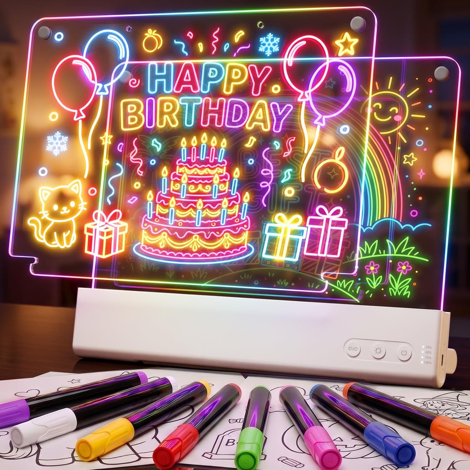 CIMELR Pizarra LED Luminosa de Dibujo Doble Capa Recargable Niños