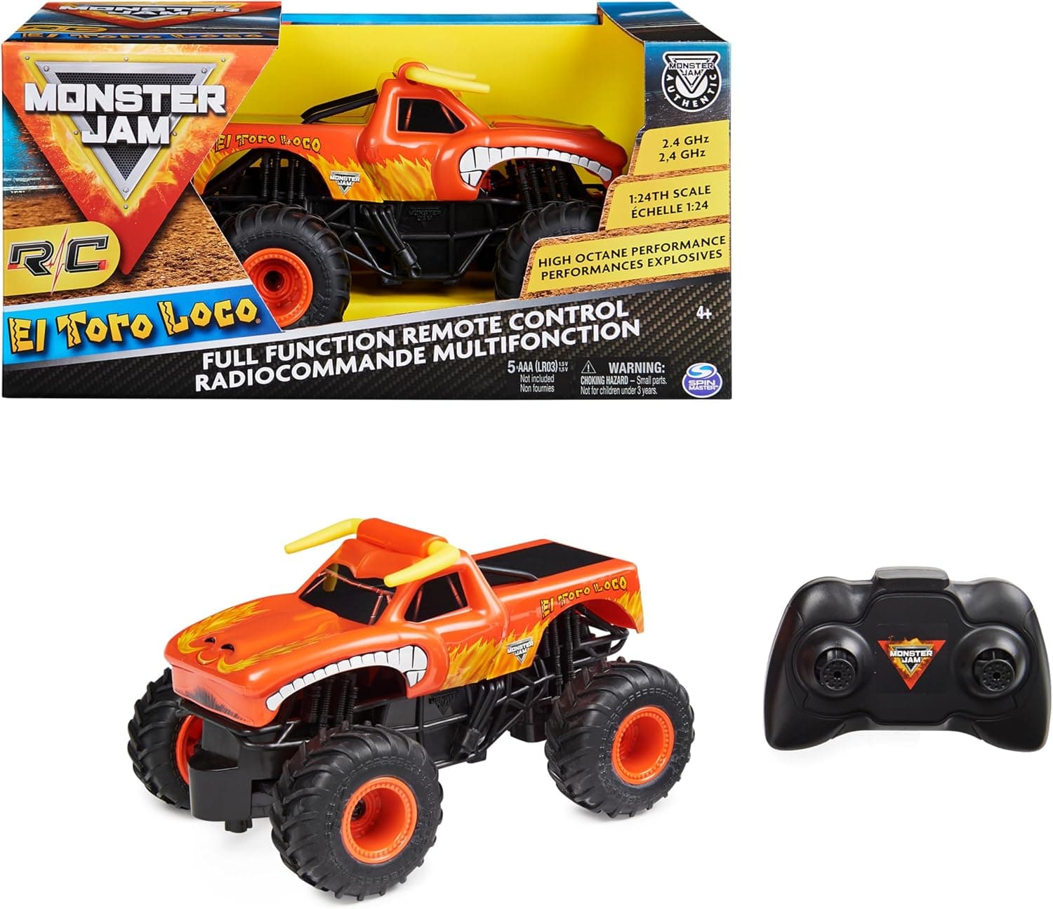 Monster Jam Coche Teledirigido El Toro Loco Coche RC 1:24 Niños +4 años