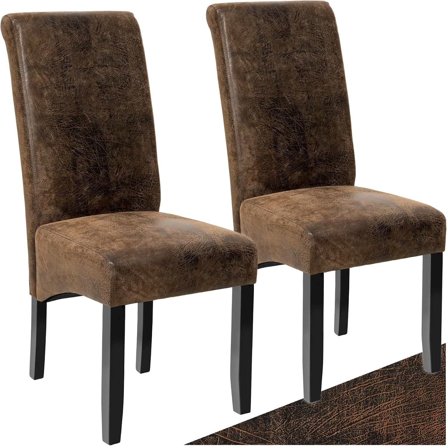 tectake® Silla de Comedor, Forma Ergonómica, Acolchado con Piel Sintética