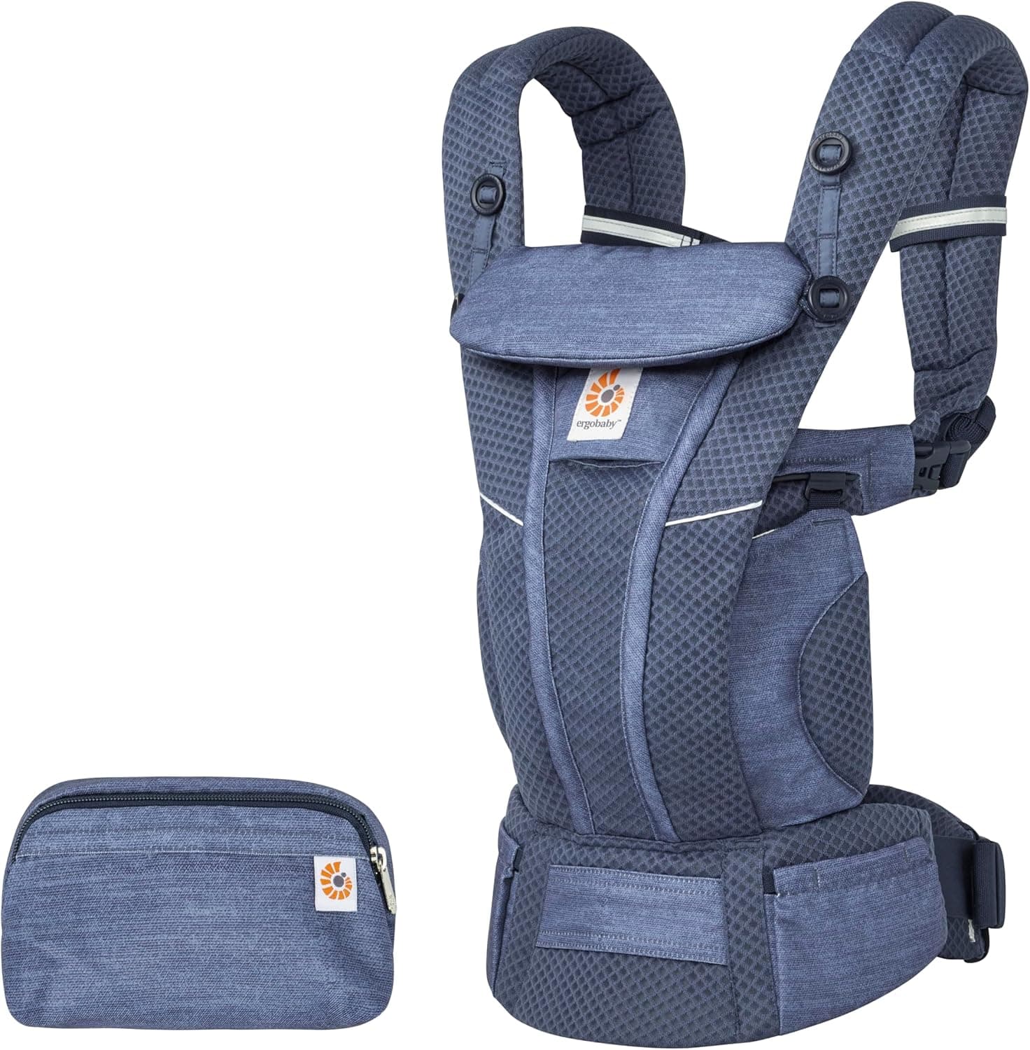 Mochila portabebé Ergobaby Omni Breeze recién nacidos desde su nacimiento hasta que pesan 20kg, portabebé ergonómica de Malla SoftFlex, 4 posiciones para transportar, Heathered Denim Blue