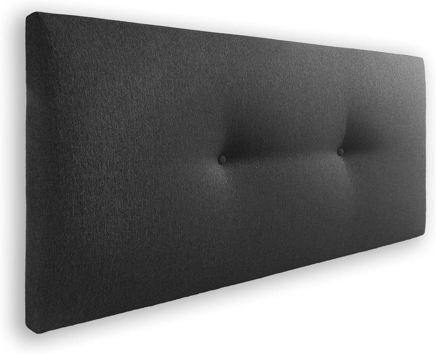 Silcar Home - Cabecero de Cama 90 Tejido Negro Silvi - Tapizado, Estructura Madera, Hilera Botones Estilo Moderno - Fácil Instalación, Acolchado Confort - 90 cm, Tela Negro