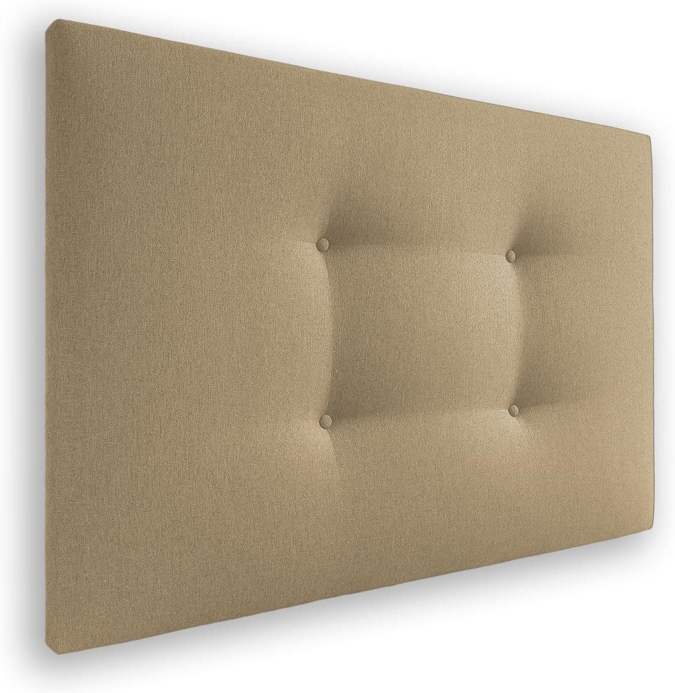 Silcar Home - Cabecero de Cama Carlo 105 Tejido Arena - Estructura de Madera, Tapizado en Polipiel, Diseño Moderno con Dos hileras Botones, Fácil Instalación - Tela Arena, 105 cm