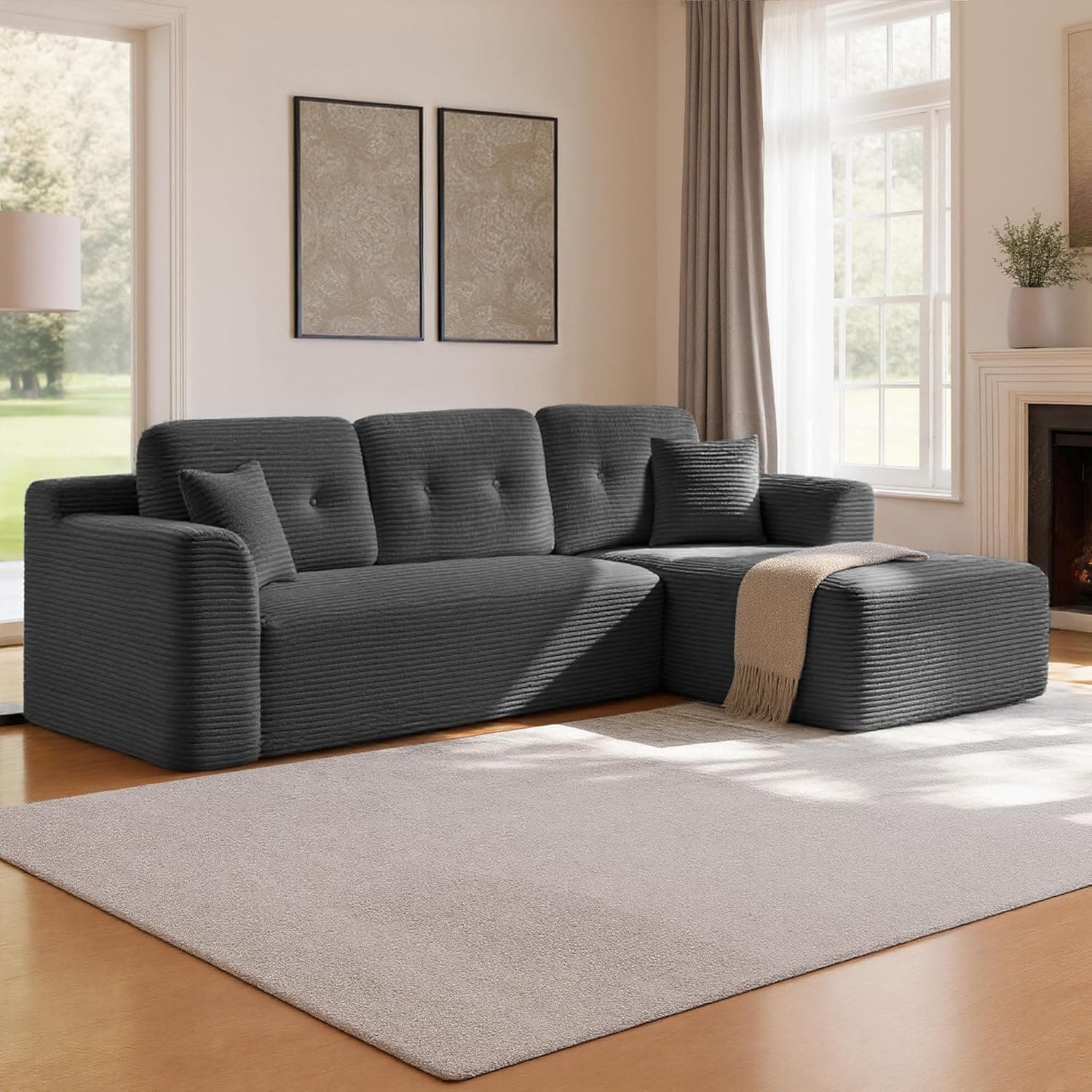 VASAGLE Sofá Esquinero Sin Montaje, Sofá Modular de 244 cm