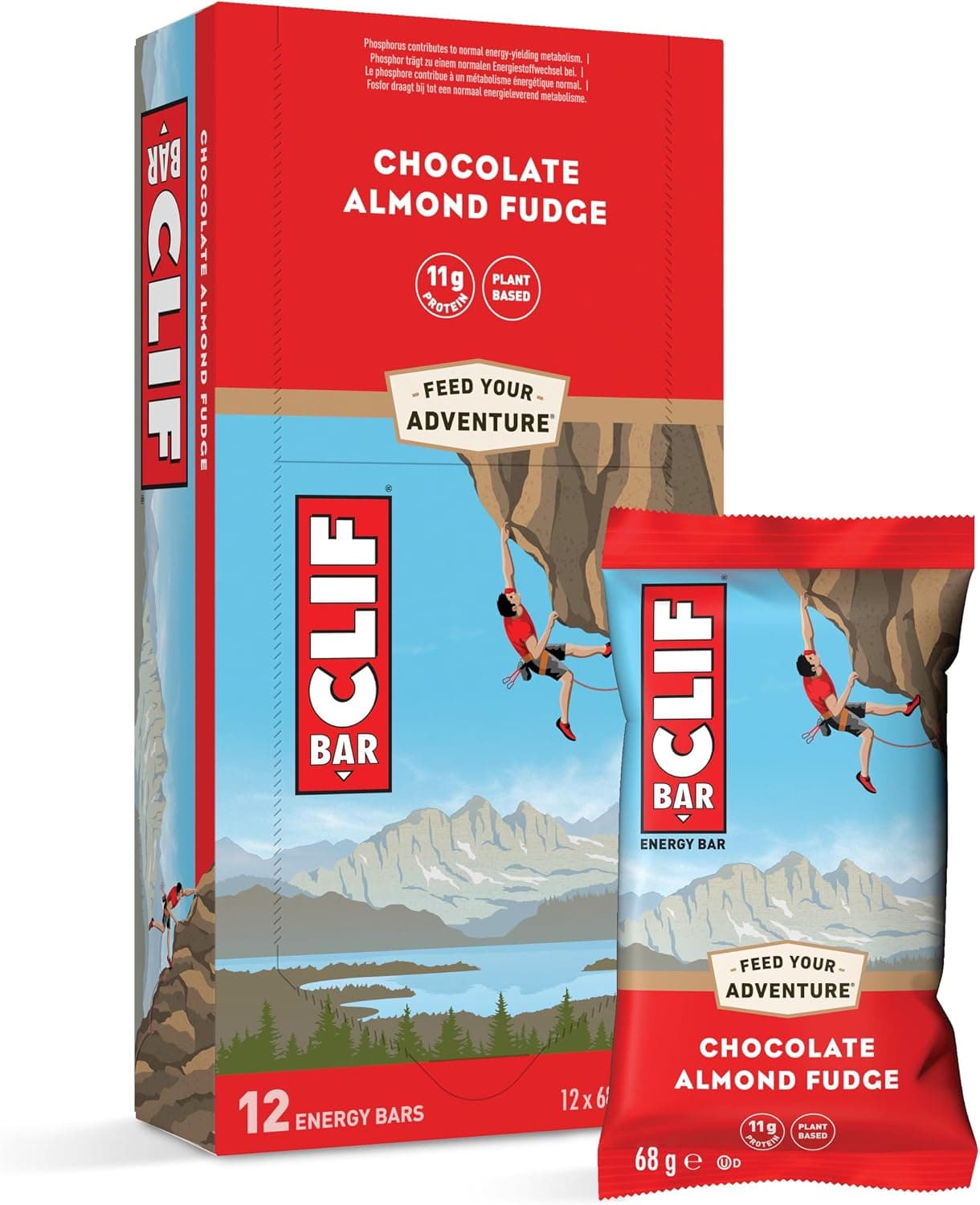 CLIF BAR Chocolate Almond Fudge Barritas Energéticas, 12 x 68 g
