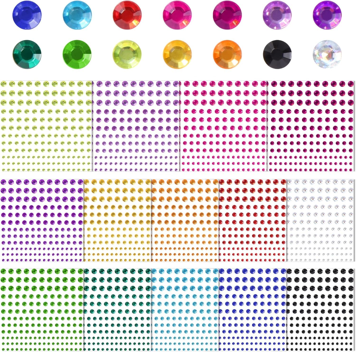 Diboniur Brillantes para la Cara, 14 Hojas, 2310 Piezas, Multicolor