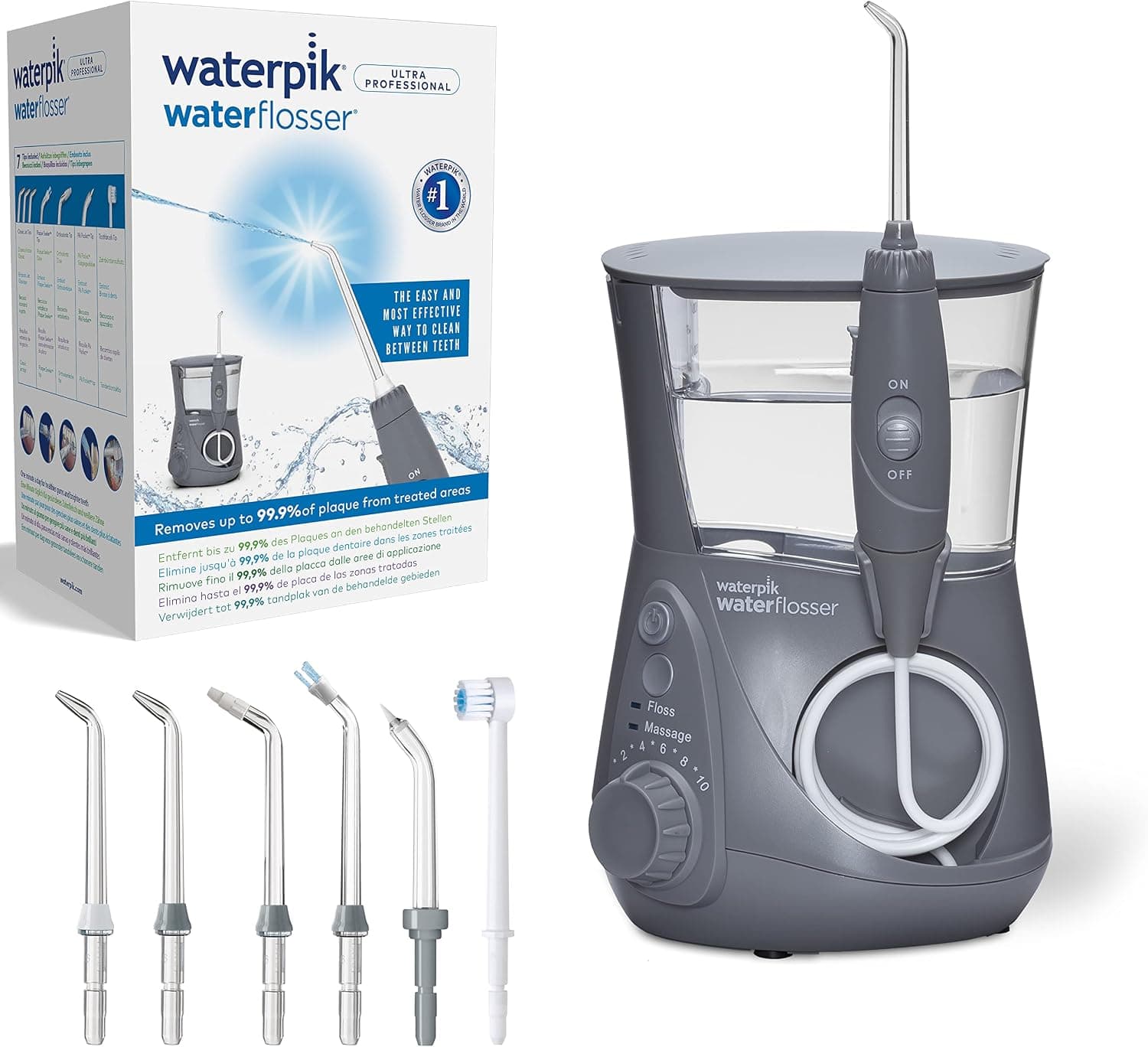 Waterpik Ultra Professional, Irrigador Dental de Sobremesa, Gris