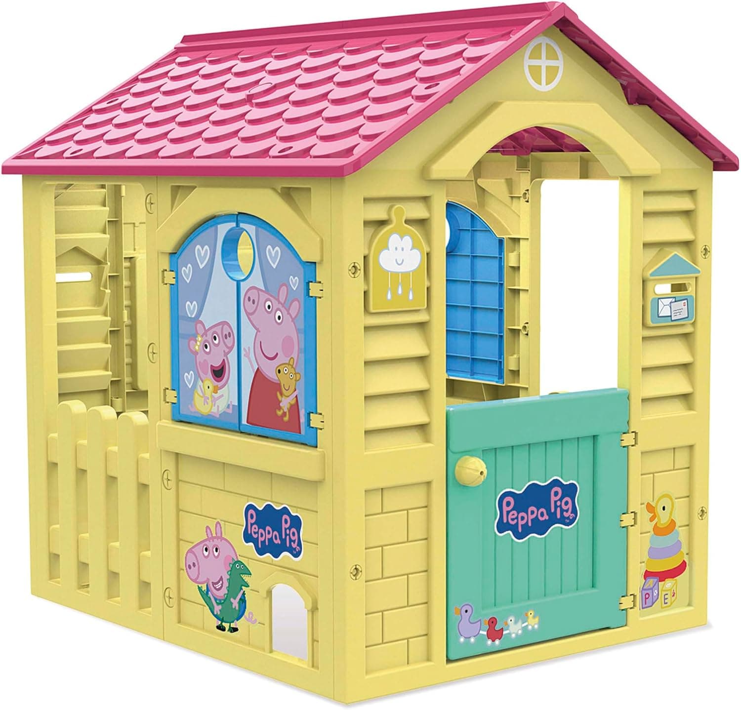 Chicos - Peppa Pig Casita Infantil para Exterior | Plástico Resistente y Duradero | Montaje/desmontaje Sencillo y rápido | Color Amarillo con tejado Rosa. (89503)