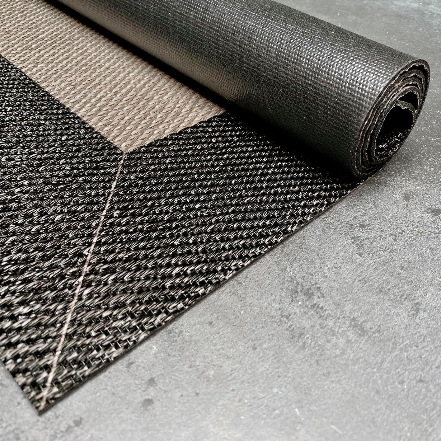 Alfombra vinílica de tejido trenzado de alta gama Beige-Negro 60x90 cm