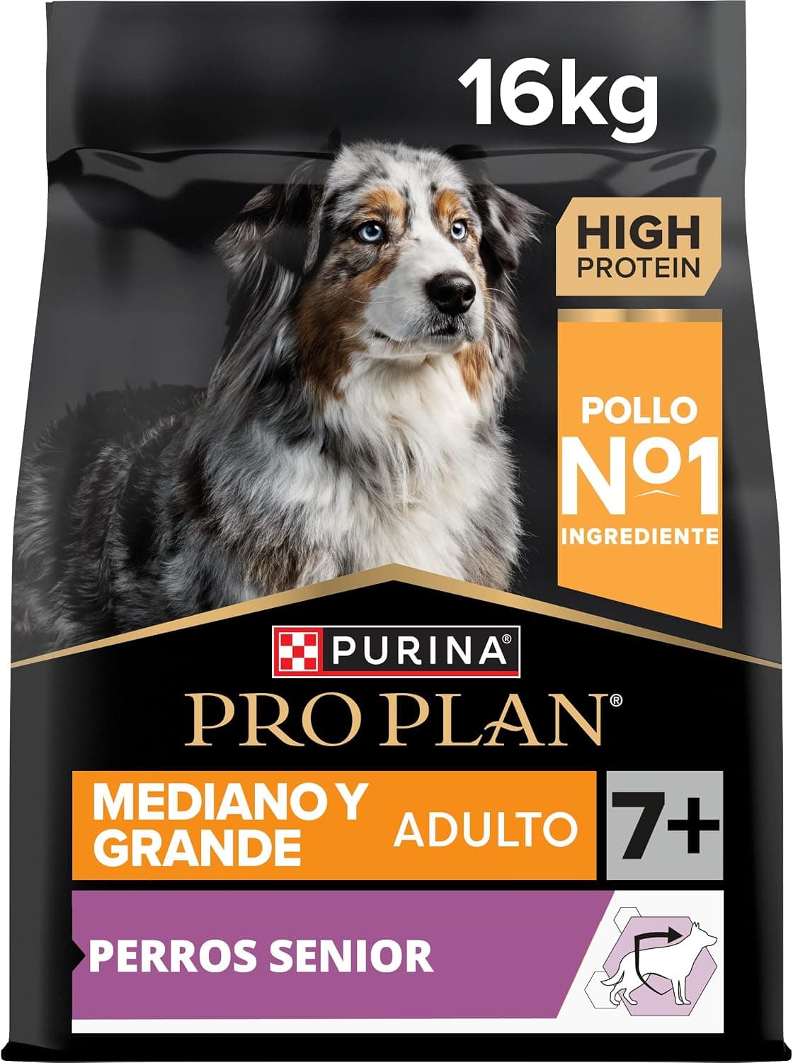 Purina Pro Plan Medium Large Age+7 Pienso para Perro Mediano y Grande Mayor, Senior con Pollo, Saco de 16kg