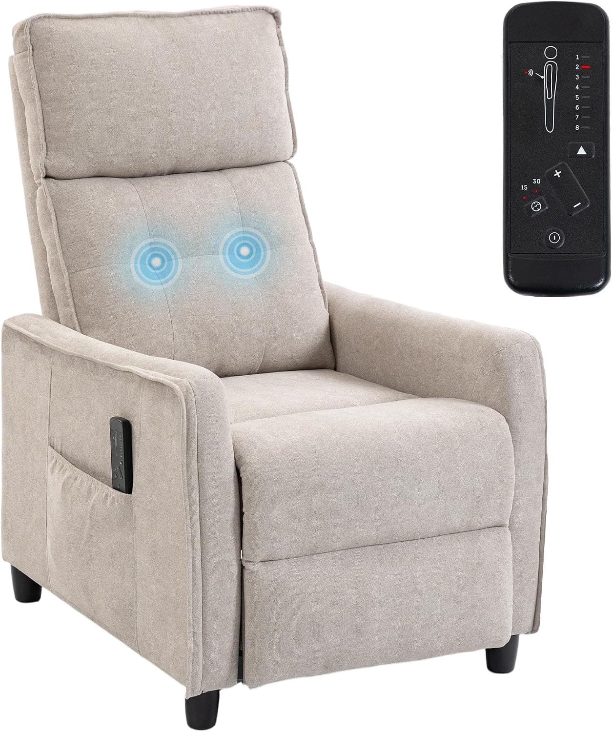 HOMCOM Sillón de Masaje Relax Reclinable 160° con Mando 69x93x104 cm Crema