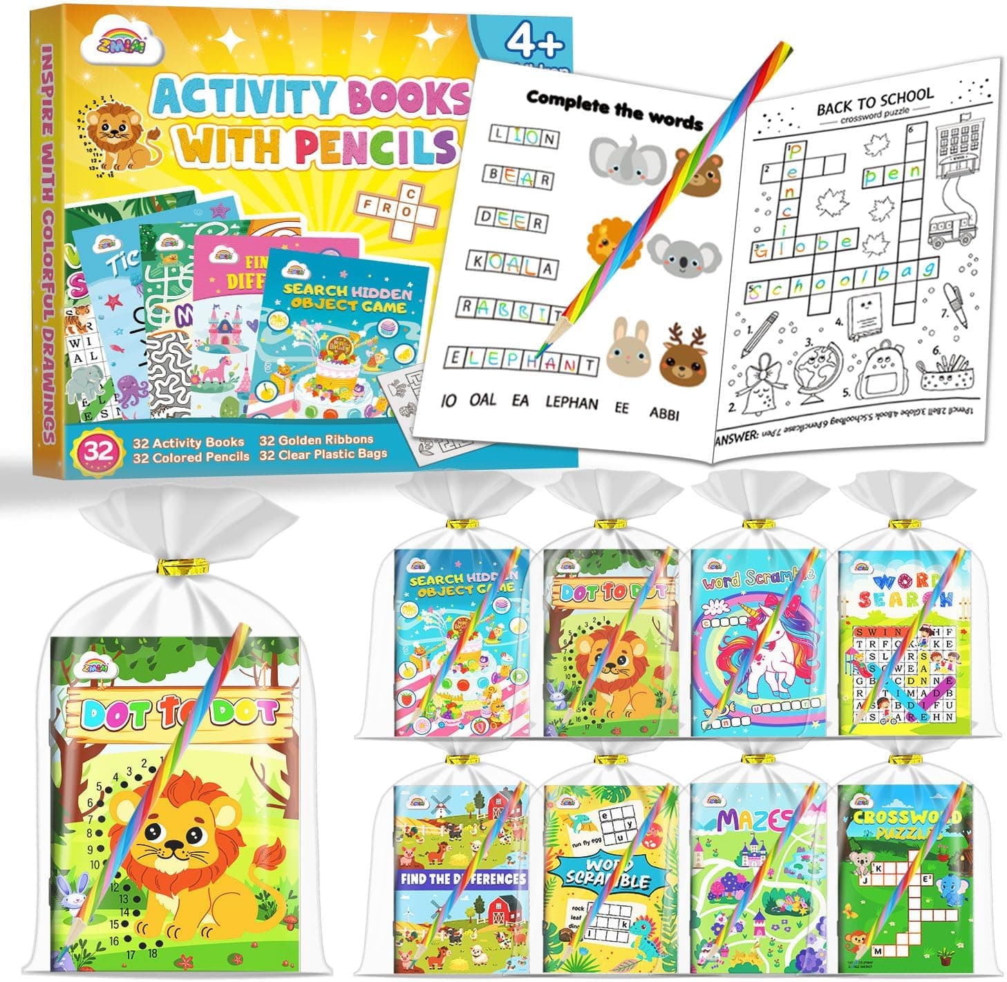 ZMLM 32 Sets Libros Actividades Detalles Cumpleaños para Niños