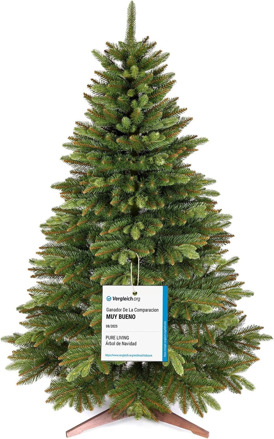 Árbol de Navidad Artificial Premium 220cm – Ramas Densas y Realistas, con Soporte de Madera y Bolsa de Almacenamiento – Arbol Navidad Artificial de Pure Living