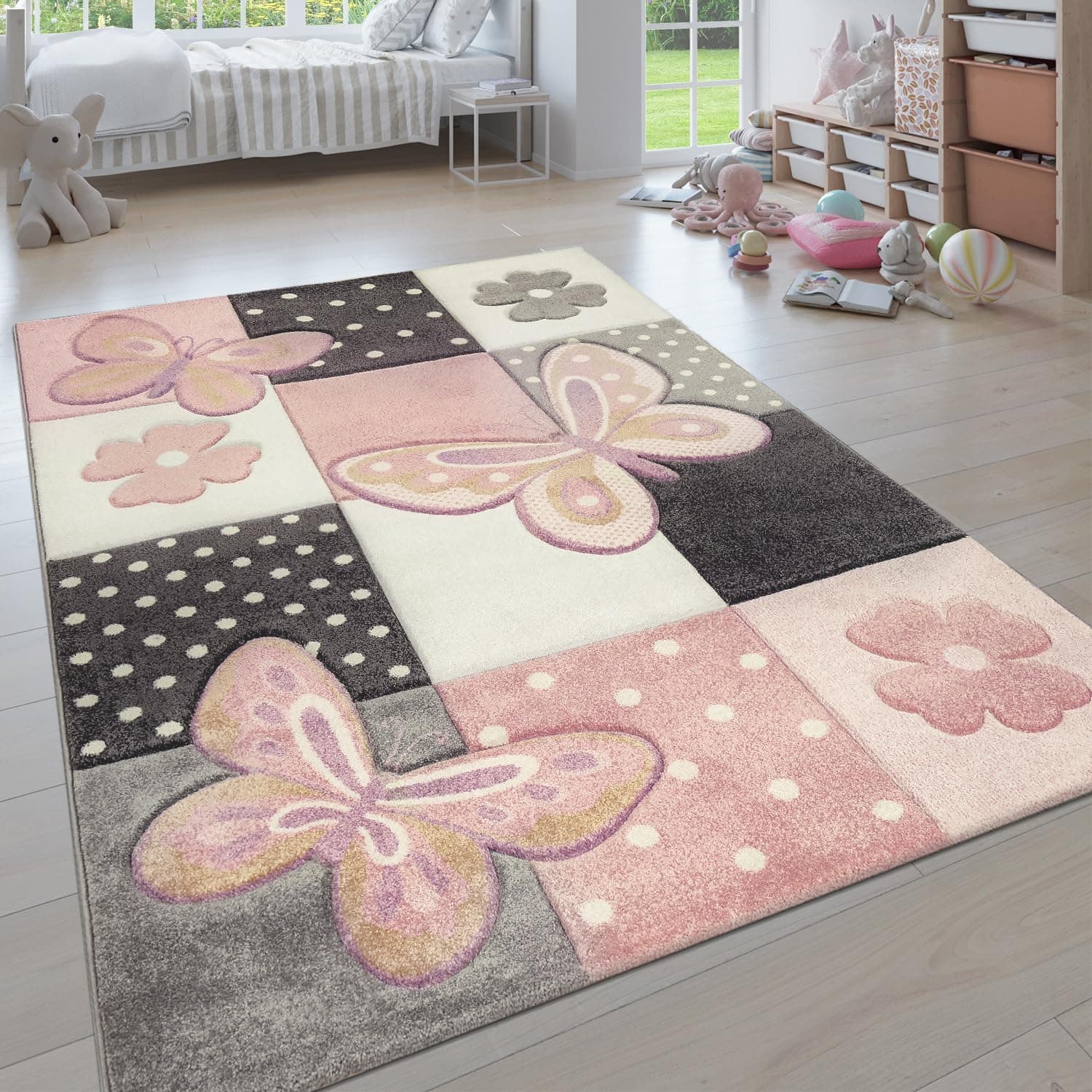 Paco Home Alfombra Infantil, Alfombra Pastel Moderna Habitación Infantil, Motivo De Animales 3D Adorable, tamaño:80x150 cm