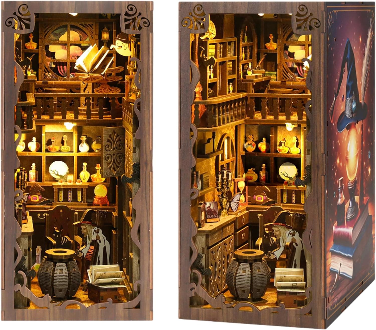Kit de rincón de Libros: casa de muñecas en Miniatura, Kit de rincón de Libros, Rompecabezas de Madera 3D, decoración de Modelo, construcción de casa de muñecas mágicas, Kit de Regalo para