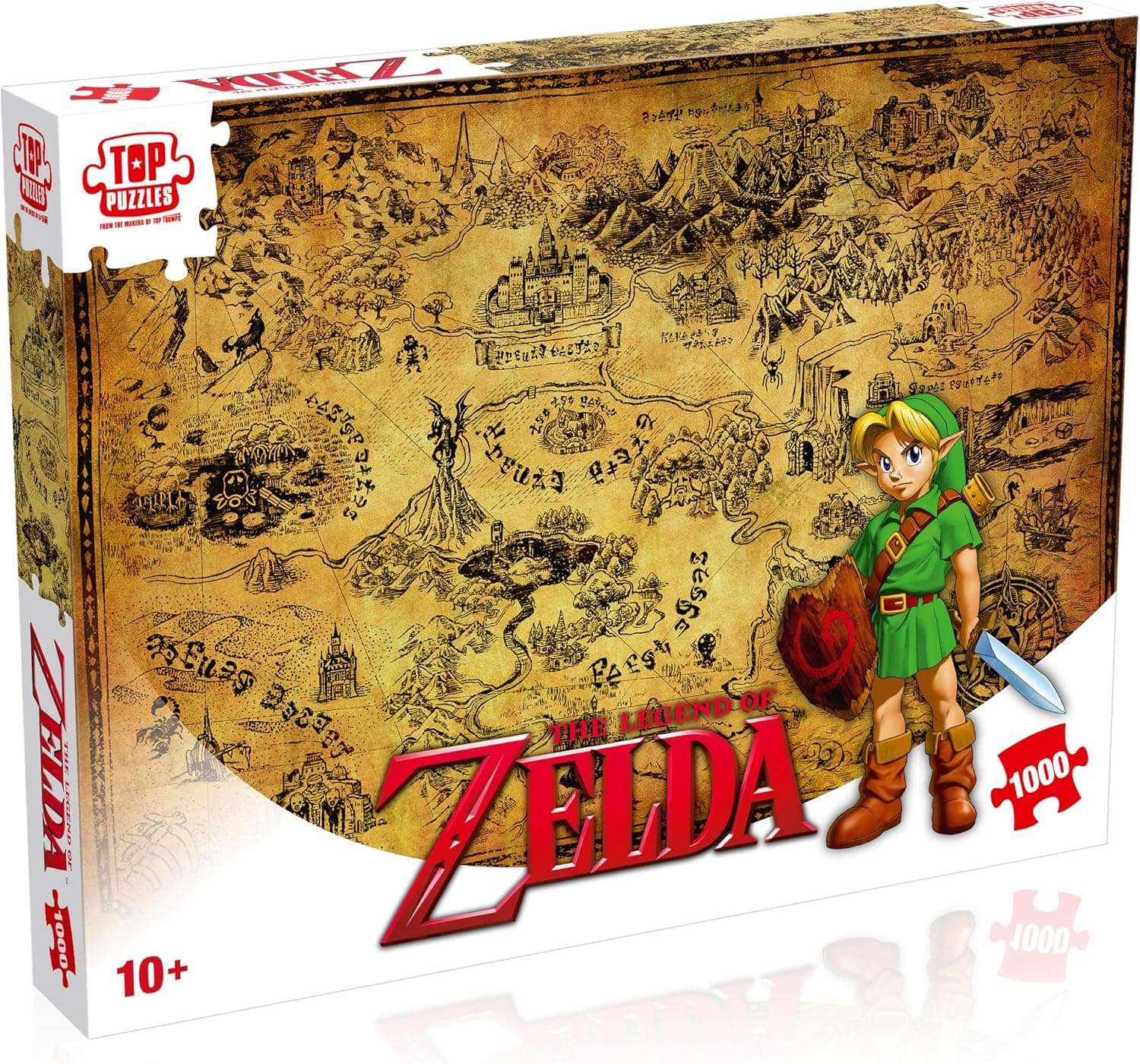 Winning Moves Rompecabezas The Legend of Zelda Hyrule Puzzle 1000 Piezas - Juguetes para niños 10+ años y Todos los Fans del Juego, para Jugar Solo o en compañía, Incluye póster