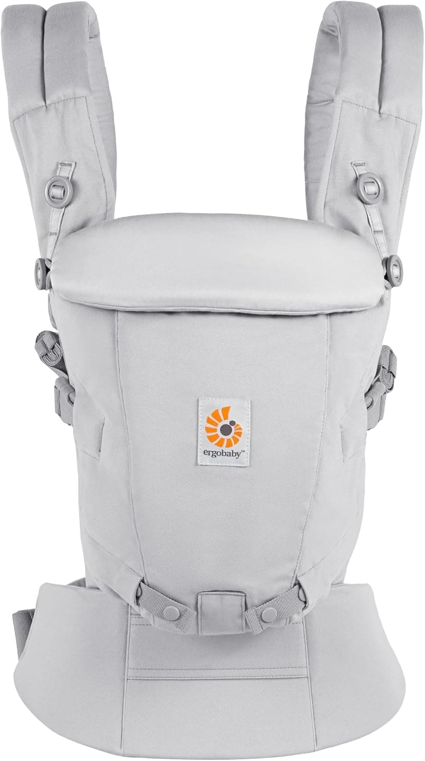 Ergobaby Mochila portabebé Adapt para recién nacidos desde el nacimiento, portabebé ergonómico de Algodón SoftTouch de 3 posiciones para transportar en el abdomen y en la espalda, Pearl Grey