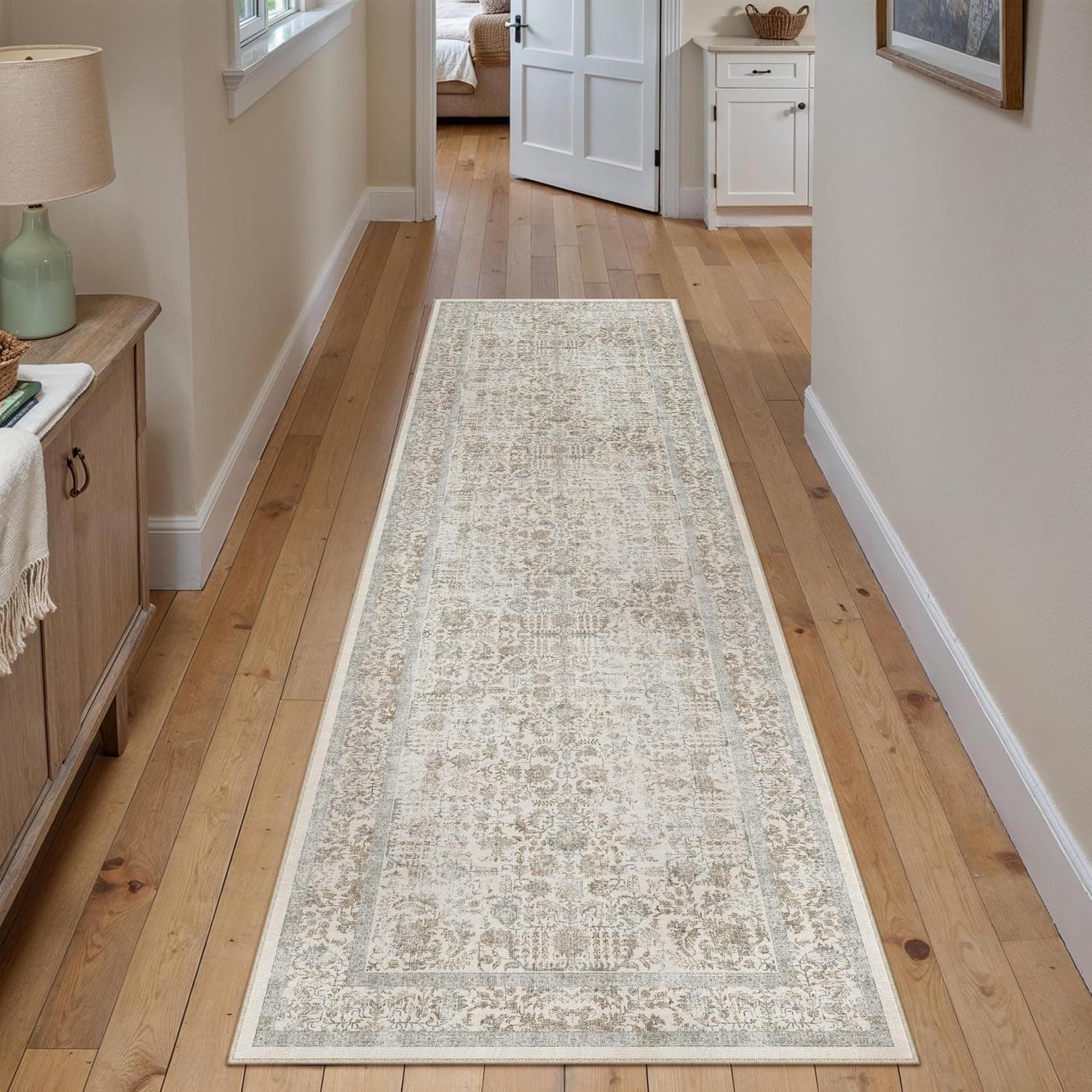 HUGEAR Alfombra Pasillo 60x240cm Taupe Multi Lavables en Lavadora